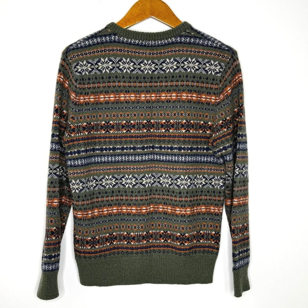 J. Crew Fair Isle Crew Neck‎ Sweater Men's Green Medium